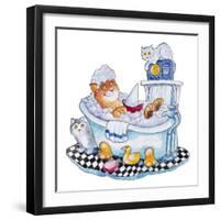 Bubble Bath Cat-Bill Bell-Framed Premium Giclee Print