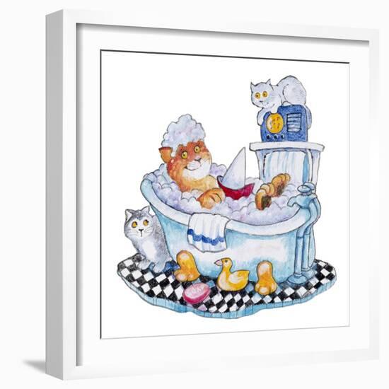 Bubble Bath Cat-Bill Bell-Framed Giclee Print