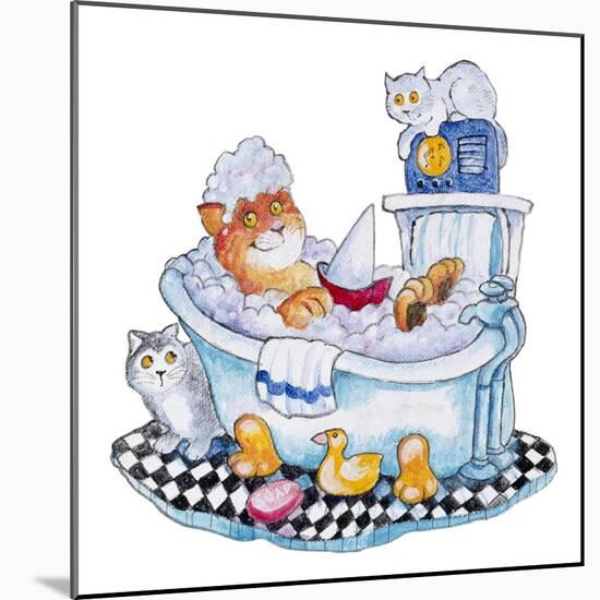 Bubble Bath Cat-Bill Bell-Mounted Giclee Print