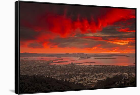 Bubble Burn, Epic Red Sunset Clouds, San Francisco Bay Area-Vincent James-Framed Stretched Canvas