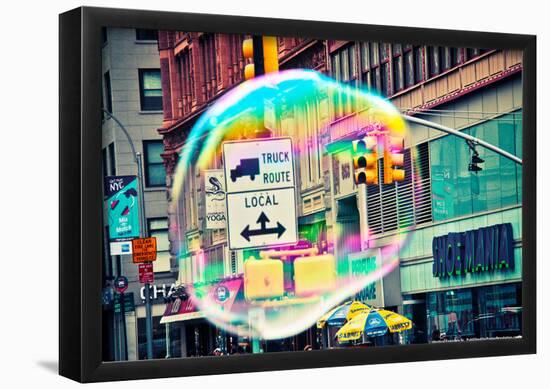 Bubble Floating in NYC-null-Framed Poster