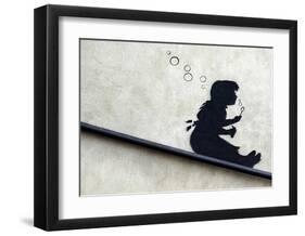 Bubble Girl-Banksy-Framed Giclee Print