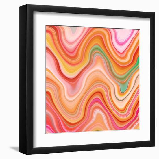 Bubble gum memories - Orange and Pink-Dominique Vari-Framed Art Print