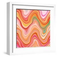 Bubble gum memories - Orange and Pink-Dominique Vari-Framed Art Print