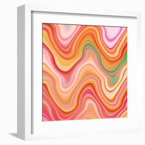 Bubble gum memories - Orange and Pink-Dominique Vari-Framed Art Print