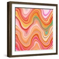 Bubble gum memories - Orange and Pink-Dominique Vari-Framed Art Print