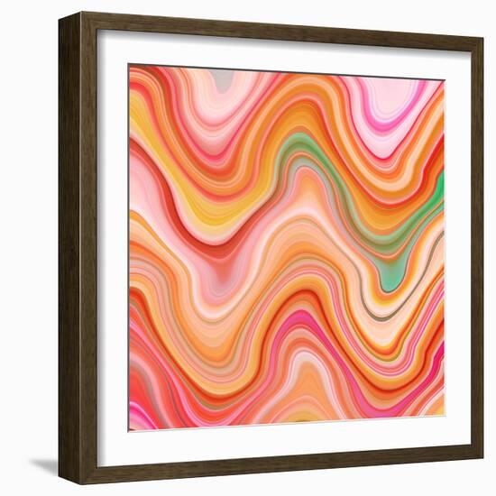 Bubble gum memories - Orange and Pink-Dominique Vari-Framed Art Print