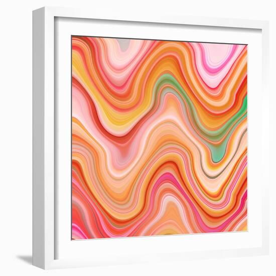 Bubble gum memories - Orange and Pink-Dominique Vari-Framed Art Print