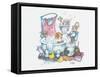 Bubbles on the Head-Bill Bell-Framed Stretched Canvas