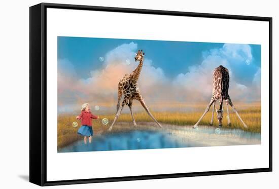 Bubbles with Giraffes-Nancy Tillman-Framed Stretched Canvas