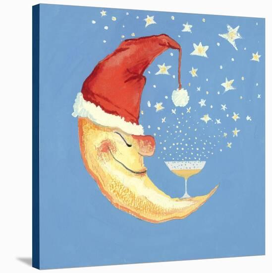 Bubbly Christmas Moon-David Cooke-Stretched Canvas