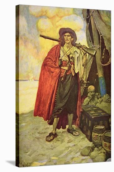 Buccaneer of Hispaniola in the Caribbean-Howard Pyle-Stretched Canvas