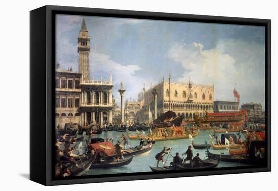 Buccentoro's Return to the Pier at the Doges' Palace, 1730S-Canaletto-Framed Stretched Canvas