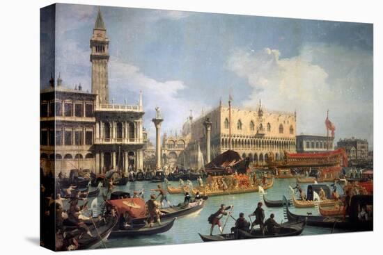 Buccentoro's Return to the Pier at the Doges' Palace, 1730S-Canaletto-Stretched Canvas