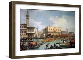 Buccentoro's Return to the Pier at the Doges' Palace, 1730S-Canaletto-Framed Giclee Print