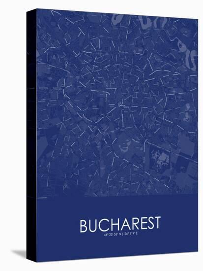 Bucharest, Romania Blue Map-null-Stretched Canvas