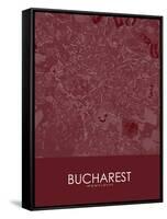 Bucharest, Romania Red Map-null-Framed Stretched Canvas