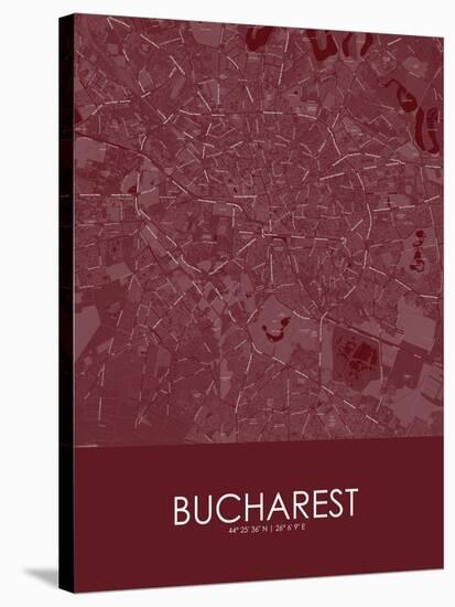 Bucharest, Romania Red Map-null-Stretched Canvas