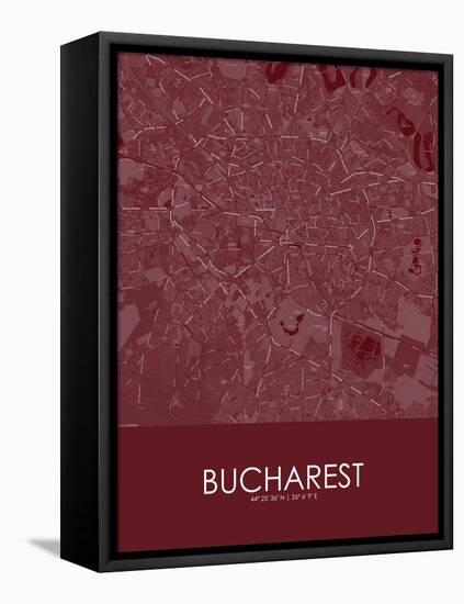 Bucharest, Romania Red Map-null-Framed Stretched Canvas