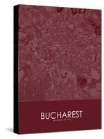 Bucharest, Romania Red Map-null-Stretched Canvas
