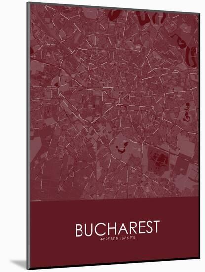 Bucharest, Romania Red Map-null-Mounted Poster