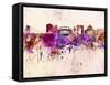 Bucharest Skyline in Watercolor Background-paulrommer-Framed Stretched Canvas