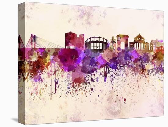 Bucharest Skyline in Watercolor Background-paulrommer-Stretched Canvas