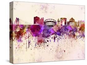 Bucharest Skyline in Watercolor Background-paulrommer-Stretched Canvas