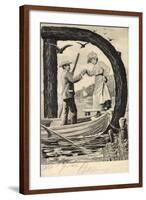 Buchstaben D, Mann Hilft Frau in Ein Boot, See-null-Framed Giclee Print