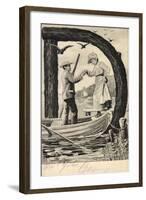 Buchstaben D, Mann Hilft Frau in Ein Boot, See-null-Framed Giclee Print