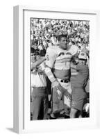 Buck Buchanan in Locker-Room, Superbowl I, Los Angeles, California, January 15, 1967-Bill Ray-Framed Photographic Print