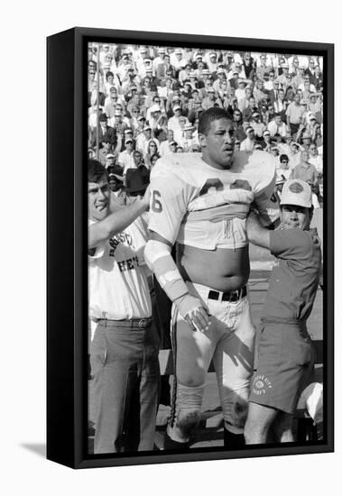 Buck Buchanan in Locker-Room, Superbowl I, Los Angeles, California, January 15, 1967-Bill Ray-Framed Stretched Canvas