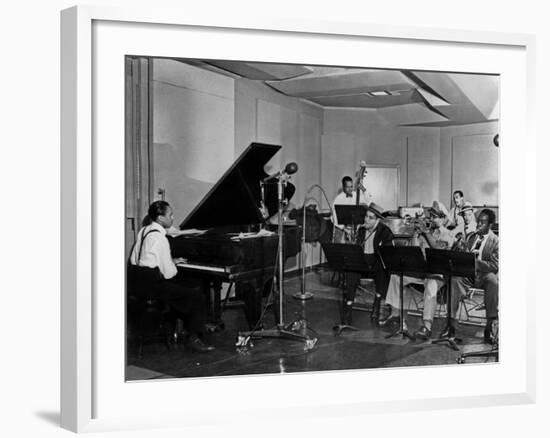 Buck Clayton, Charlie Parker, Dexter Gordon, Charles Thompson, Danny Barker, Jimmy Butts, JC Heard-null-Framed Photo