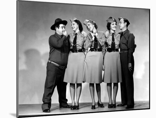 Buck Privates, Lou Costello, Maxine Andrews, Patty Andrews, Laverne Andrews, 1941-null-Mounted Photo