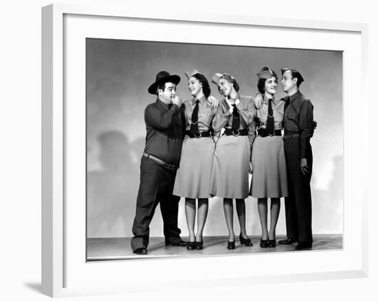 Buck Privates, Lou Costello, Maxine Andrews, Patty Andrews, Laverne Andrews, 1941-null-Framed Photo