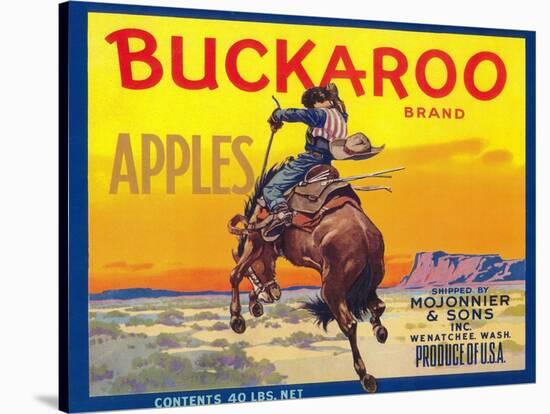 Buckaroo Apple Label - Wenatchee, WA-Lantern Press-Stretched Canvas