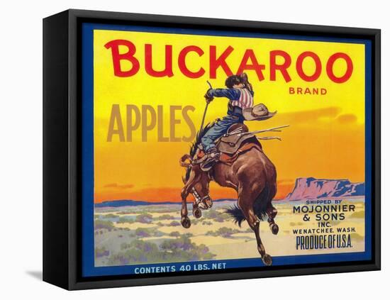 Buckaroo Apple Label - Wenatchee, WA-Lantern Press-Framed Stretched Canvas