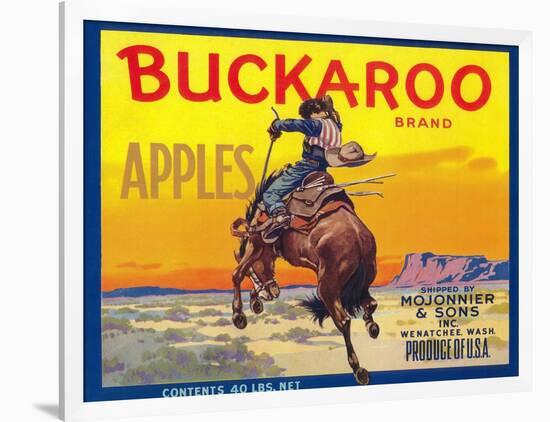 Buckaroo Apple Label - Wenatchee, WA-Lantern Press-Framed Art Print