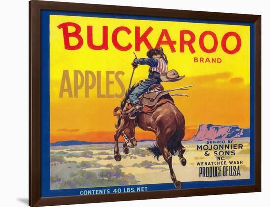 Buckaroo Apple Label - Wenatchee, WA-Lantern Press-Framed Art Print