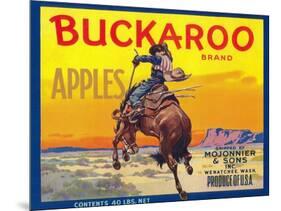 Buckaroo Apple Label - Wenatchee, WA-Lantern Press-Mounted Art Print