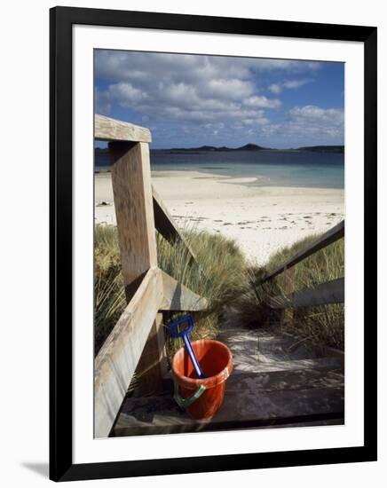 Bucket and Spade on the Steps Leading to the Beach Near Blockhouse Point, Tresco-Fergus Kennedy-Framed Photographic Print