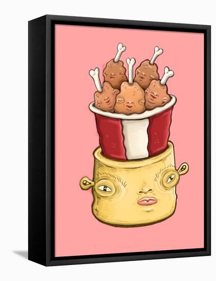 Bucket of Chickens-Danielle O'Malley-Framed Stretched Canvas