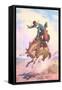 Bucking Bronco Out on Range-null-Framed Stretched Canvas