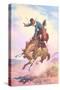 Bucking Bronco Out on Range-null-Stretched Canvas