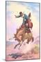 Bucking Bronco Out on Range-null-Mounted Art Print