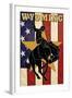 Bucking Bronco - Wyoming-Lantern Press-Framed Art Print