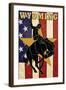 Bucking Bronco - Wyoming-Lantern Press-Framed Art Print