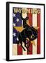 Bucking Bronco - Wyoming-Lantern Press-Framed Art Print