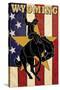 Bucking Bronco - Wyoming-Lantern Press-Stretched Canvas