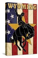 Bucking Bronco - Wyoming-Lantern Press-Stretched Canvas